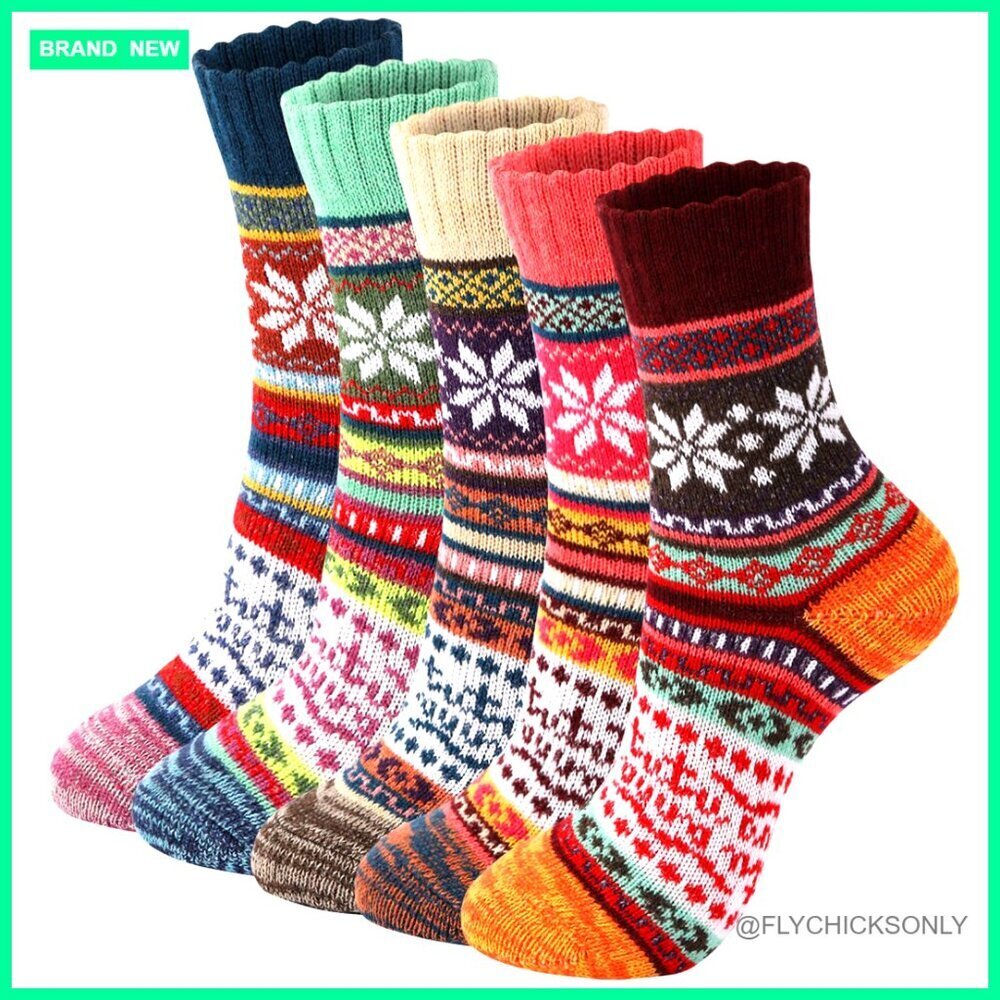 Wool Blend Socks, Thick Knit Crew Length, Winter Warm, Unisex Fit